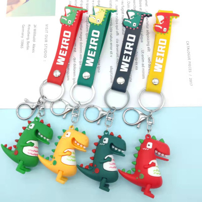 Cartoon Letter PVC Dinosaur Keychain Car Key Chain Dinosaur Key Ring Bag Small Pendant Gift Wholesale