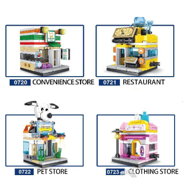 Puzzle Building Blocks City Street View Series Eight Small Models Can Be Synthesized Large Street View Early Childhood Educational Toys Wholesale