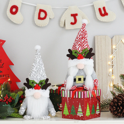 Cross-Border New Home Decoration Elk Santa Claus Faceless Doll Ornaments