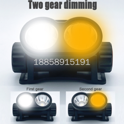 Double XPe Double Head Double Light Source Magnet Working Light USB Charging Emergency Lighting Camouflage White Yellow Light Energy Strong Light Headlight