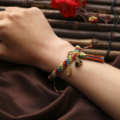 Ethnic Style Dragon Boat Festival Colorful Rope Small Zongzi Pendant Bracelet Hand-Woven Small Fresh Swallowing Gold Beast Lucky Carrying Strap
