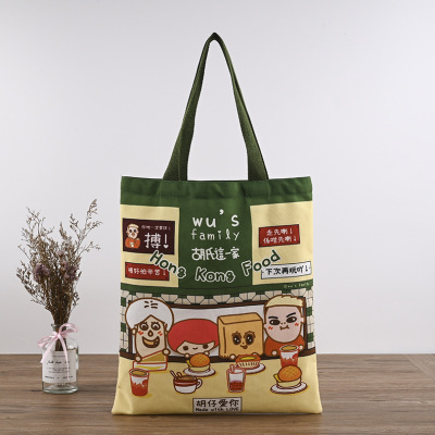 Cartoon Anime Canvas Bag Customized Thickened Zipper Cotton Bag Advertising Printed Logo One-Shoulder Portable Shopping Bag