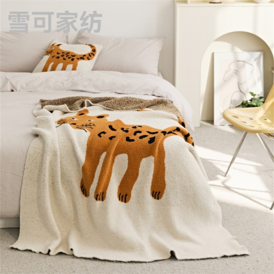 Half Velvet Spot Leopard Leisure Blanket Office Nap Blanket Knitted Sofa Cover Pillow Cover Bed Blanket