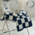 Retro Large Chessboard Plaid Blanket Half Velvet Knitted Chenille Sofa Cover Nap Blanket Bedside 130 * 160cm