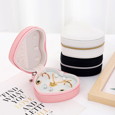 Simple and Convenient Jewelry Storage Box Home Travel Ear Stud Necklace Ring Heart-Shaped Jewelry Storage Jewelry Box in Stock