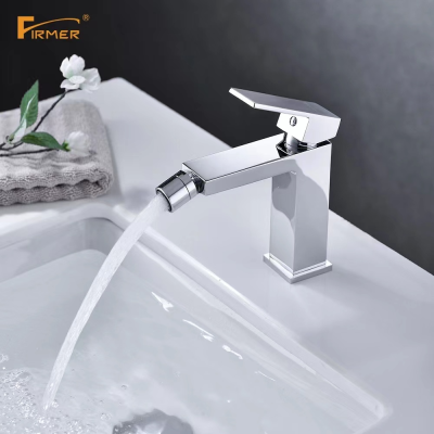 Firmer Copper Hot and Cold Water Basin Bidet Faucet Silver and Black