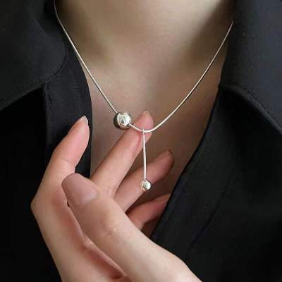 Korean Dongdaemun Sterling Silver S925 Necklace Japanese and Korean Popular Light Luxury Pendant Simple Clavicle Chain