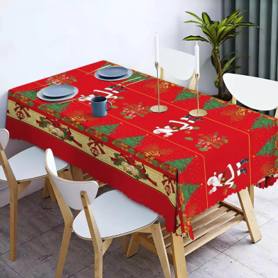 Foreign Trade Wholesale Christmas Tablecloth Tablecloth Creative European and American Santa Claus Tablecloth Suit Factory Wholesale