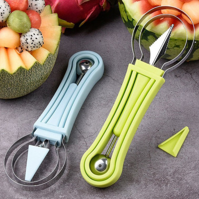Three-in-One Fruit Ball Scoop Multi-Functional Double-Headed Suit Carving Knife Watermelon Digester Fruit Seed Removal Platter Tool