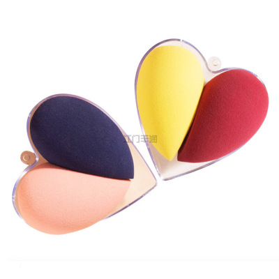 Transparent Heart-Shaped Boxed Cosmetic Egg Powder Puff Cosmetic Egg Combination Set