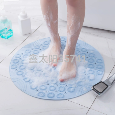 PVC round Shower Room Mat Bathroom Non-Slip Mat Bathroom Massage Foot Mat Household Bathroom Suction Cup Anti-Fall Floor Mat