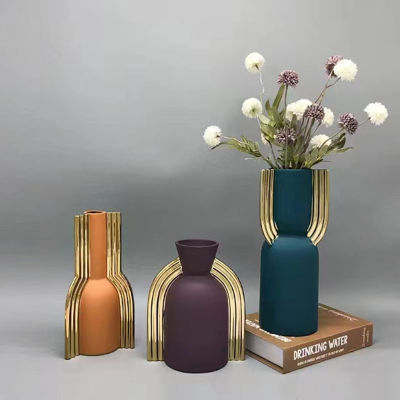 Electroplating Ceramic Vase Morandi Craft Living Room Curio Cabinet Home Decoration Crafts Wholesale