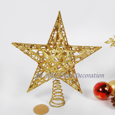 铁+银粉亮片，圣诞工艺，银色树顶星圣诞树装饰，圣诞树顶星