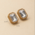 European and American Fashion Exaggerated Khaki Border Diamond Stud Earrings