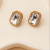 European and American Fashion Exaggerated Khaki Border Diamond Stud Earrings