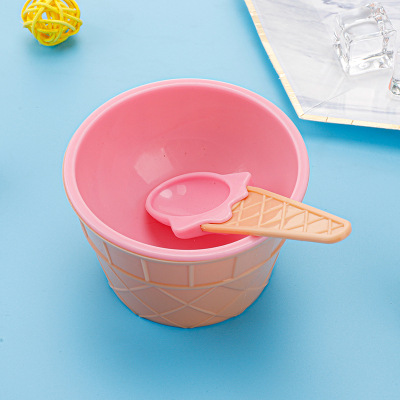 Ice Cream Bowl with Spoon Kit Slim Crystal Mud Mixing Bowl Girl Heart Cute Material Container Drop-Resistant