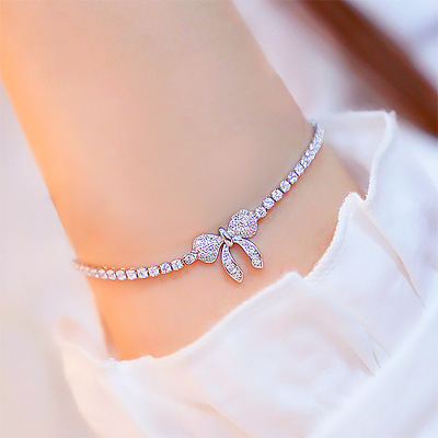 Sweet Diamond Butterfly Bracelet Fashion Crystal Adjustable Beads Bracelet Temperament Student Versatile Mori Hand Jewelry Bracelet