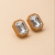 European and American Fashion Exaggerated Khaki Border Diamond Stud Earrings