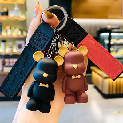 Nordic Bow Tie Bear Keychain Creative Cute Bear Key Pendants Car Key Ring Couple Schoolbag Ornaments Wholesale