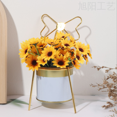 Nordic Ins Wrought Iron Gold Hydroponic Vase Decoration Living Room Dining Table Top Decoration Dried Flower Arrangement Green Dill Hydroponics