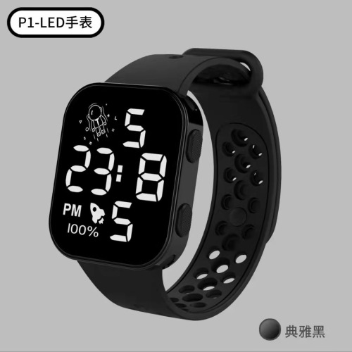 new led electronic watch p1 spaceman square waterproof apple digital sports student led electronic watch