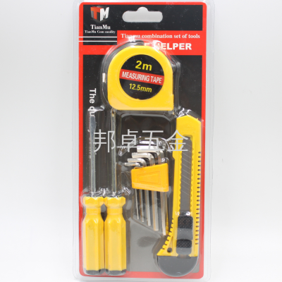 Tm525 Meter Stick Art Knife 9-Piece Multifunctional Household Screwdriver Tool Set