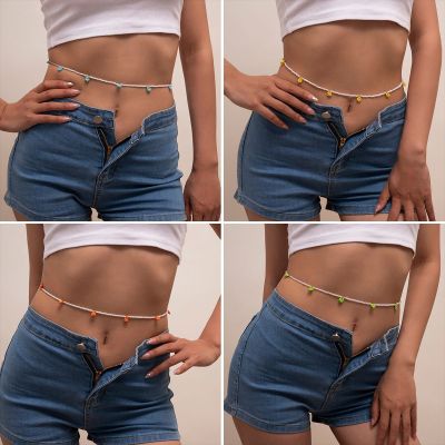 Europe and America Cross Border Trendy Fashion Daisy Flower Waist Chain Female Accessories Simple Style Colorful Bead Hot Girl Body Chains Women