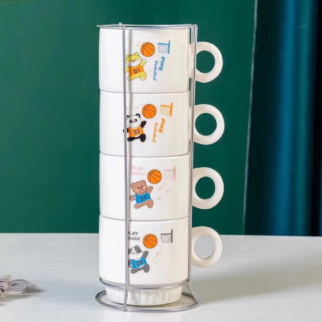 叠叠杯英式咖啡具红茶杯咖啡杯套装早餐杯牛奶杯陶瓷杯马克杯水杯