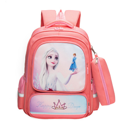 Cross-Border New Arrival Student Cartoon Student Schoolbag Burden Reduction Spine-Protective Backpack Gradient Color Ice and Snow Children's Backpack