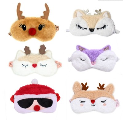 Cross-Border New Arrival Christmas Elk Sleeping Eye Mask Cute Cartoon Deer Animal Ice Pack Breathable Plush Eye Mask