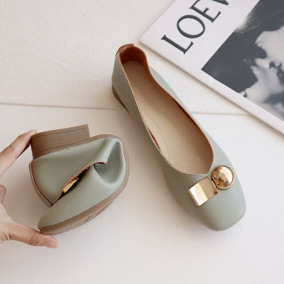Soft Bottom Fairy Style Peas Shoes for Women 2022 Spring and Summer New Flat Heel Low-Cut Square Toe Slip-on Lofter Glove Shoes