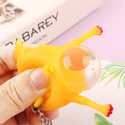 Factory Direct Sales Keychain Small Laying Hens Squeeze Vent Toy TPR Water Ball Decompression Squeezing Toy Decompression