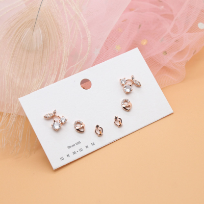 [3 Pairs] Korean Simple Temperamental Earrings Week Wearing Earrings Female Students Hot-Selling Earrings Suit Three Pairs Earrings