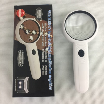 New Handheld 3 Led Counterfeit Detector 65 Mm6-12 Times HD Acrylic Optical Mother and Child Magnifying Glass 6h-4