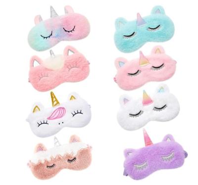 Cross-Border Amazon Pink Girl Heart Unicorn Plush Shading Travel Plane Sleeping Eye Mask Breathable Eye Shield