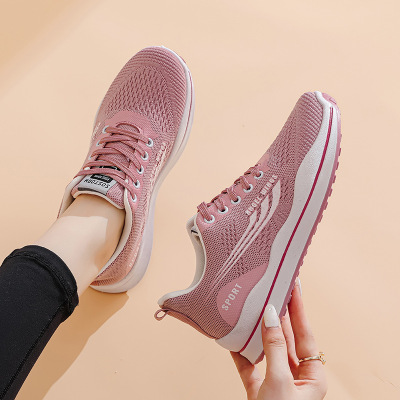 Women's Shoes Summer Women's Shoes Wholesale Breathable Lightweight Sneakers Casual All-Matching Running Shoes Flying Woven Women's Shoes