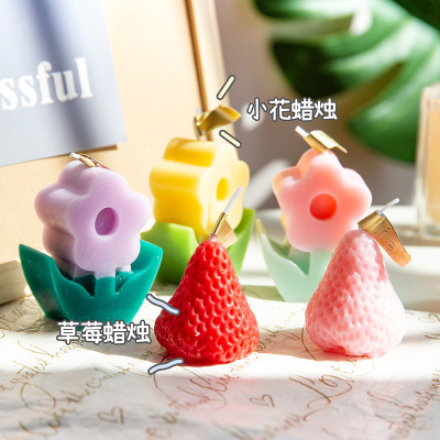 Cute Strawberry Aromatherapy Candle Ins Style Girl Heart Indoor Desktop Domestic Ornaments Photo Props Gift