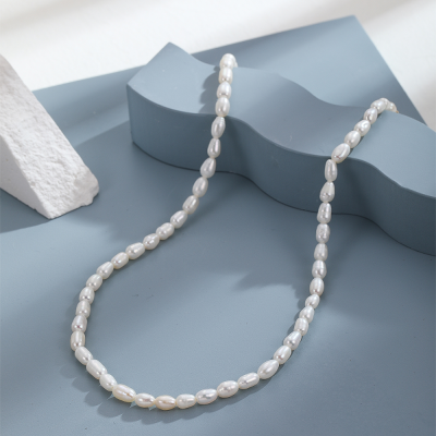 Yunyi Natural Japonica Rice-Shaped Thin Chain White Necklace Twin Beautiful Factory Wholesale