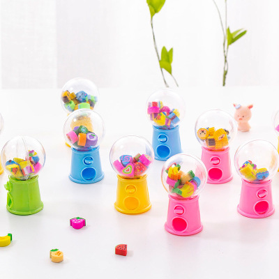 Creative Mini Gashapon Machine Cartoon Eraser Set Animal Fruit Eraser Kindergarten Prizes Children's Day Gift