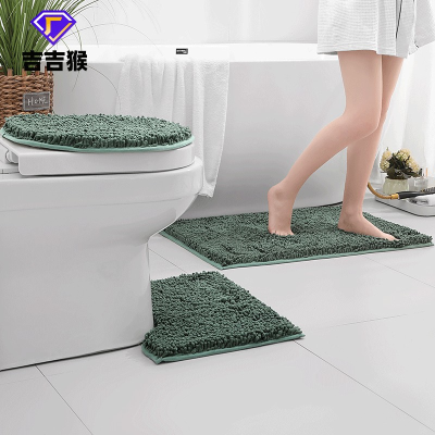 Amazon Thickened Toilet Pad Chenille Three-Piece Floor Mat Bathroom Entrance Absorbent Floor Mat U-Shaped Toilet Carpet