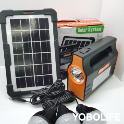 Yobolife Small Solar Power System Solar Flashlight Outdoor Lighting Lamp, Bulb One-to-Five Charging Cable