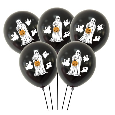 New Cross-Border Halloween Party Decoration Balloon 12-Inch Ghost Print Rubber Balloons Wish