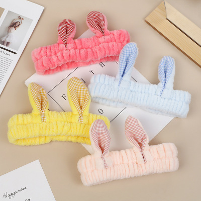 New Comfortable Soft Lady Face Wash Makeup Hair Band Cute Sweet Maker's Mark Long Rabbit Ears Plush Hair Band