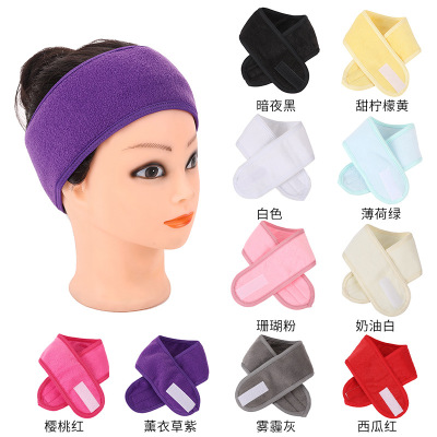 European and American Velcro Confinement Hair Band Sports Yoga Beauty Spa Headband Cross-Border Thickening Fleece in One Side Hair Band