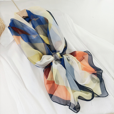 Women Scarf Artificial Silk Sun Proof Beach Towel Long Lightweight Shawl Wrap