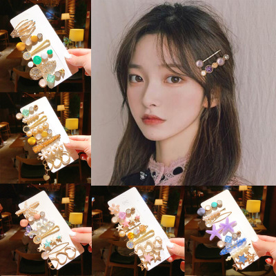 MIZI Korean Pearl Barrettes for Women Rhinestone Edge Clip Ins Internet Celebrity Bang Clip Girl's Hair Hoop Hair Accessories Ornament