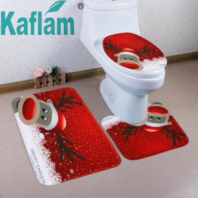 Christmas Snowman Bathroom Carpet Doormat Toilet Three-Piece Non-Slip Mat Floor Mat Cross-Border Wish Amazon Hot