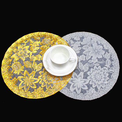 Yijia Household Plastic Tablecloth Coaster European Style Golden, round PVC Tablecloth Water-Proof, Oil-Proof and Non-Slip Dining Table Cushion