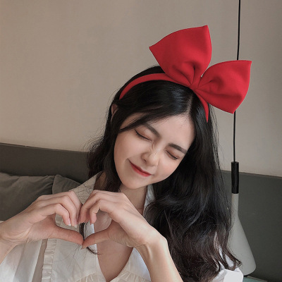 Korean Style Dongdaemun Less Big Bow Headband Snowyprincess Hair Accessories Fabric Online Influencer Cute Three-Dimensional Bow Tie Headband