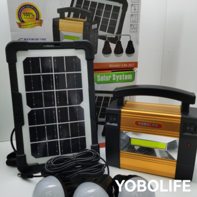 Yobolife Small Solar Power System Solar Outdoor Lighting Lamp, Bulb Lighting One-to-Five Charging Cable